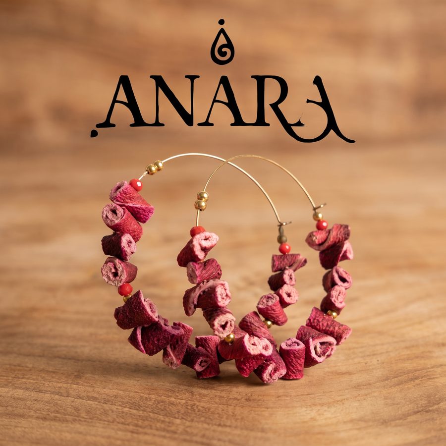 Aretes Cítrica Roja, candongas de cáscara de naranja