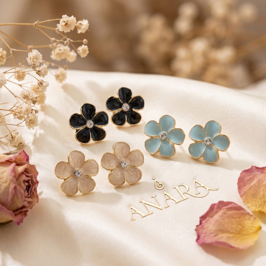 Aretes Pétalos Negros